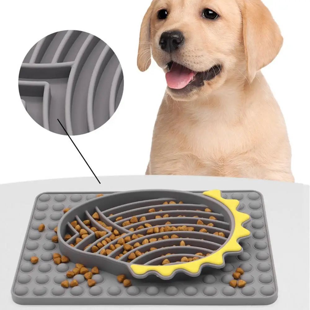 Dog using calming lick mat